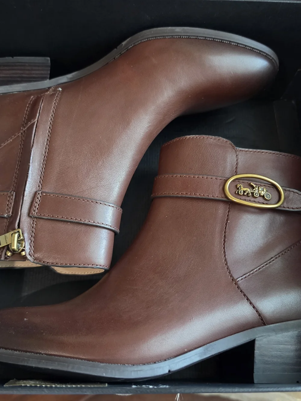 Coach Women's Walnut Leather Ankle Boots